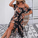 Women Clothing Summer Floral Print Slit Sling Dress-Fancey Boutique