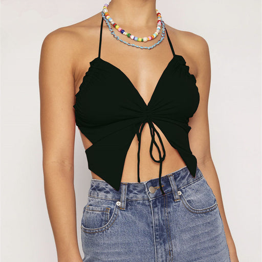 Color-Black-Summer Top Tube Top Butterfly Design Sexy sexy Wrapped Chest Vest for Women-Fancey Boutique