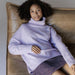 Color-Lavender Purple-Autumn Winter Cocoon Shaped Turtleneck Front Short Back Long Loose Core-Fancey Boutique