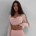 Color-Pink Top-Sexy Nightclub Party Suit T shirt Women Beaded Slit Slim Fitting Sheath Skirt High Split-Fancey Boutique