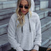 Color-Silver Gray White-Autumn Winter Furry Coat Women Hooded Loose Cationic Pocket Pullover Long Sleeve Sweater-Fancey Boutique