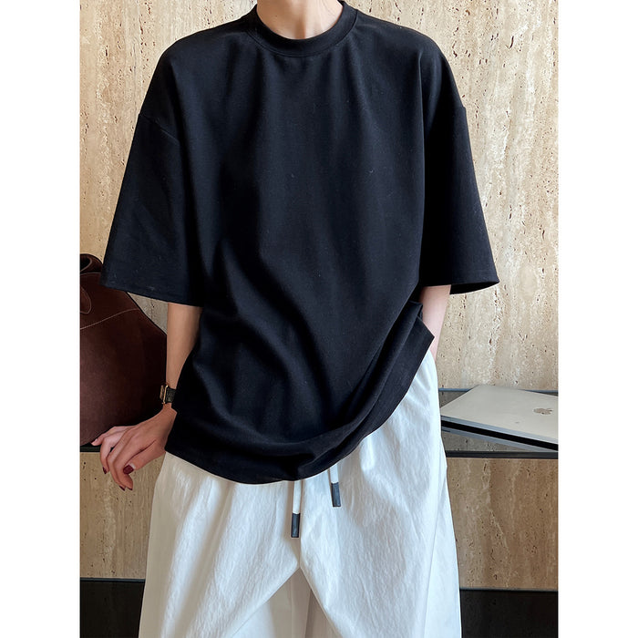 Korean Brushed Half Sleeve T shirt Women Drop Shoulder Large Minimalist Bottoming Shirt Short Sleeve Top-Fancey Boutique