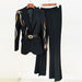 Color-Black-Socialite Colorful Crystals Rhinestone Series Belt Suit Bell Bottom Pants Suit Two Pieces-Fancey Boutique