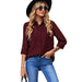 Color-Red-Casual Solid Color Simple Shirt Women Spring Autumn Loose All Matching Top Women Outer Wear Long Sleeve Shirt Women-Fancey Boutique