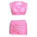 Color-Pink-Spring Women Sexy Glossy Faux Leather Tight Vest High Waist Hip Wrapped Skirt Set for Women-Fancey Boutique