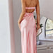 Color-Pink-Spring Summer Elegant Socialite Satin Hollow Out Cutout Backless Tube Top Dress Length-Fancey Boutique