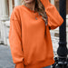 Color-Orange-RWinter Women Clothing Slit Hemline Hem Fleece Round Neck Pullover Thickened Sweater Women-Fancey Boutique