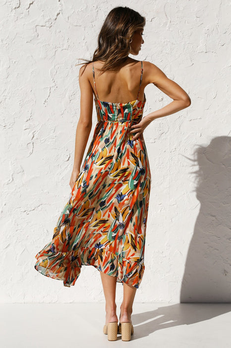 Women Printed Ruffle Sleeveless Dress-Fancey Boutique