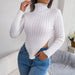 Color-White-Autumn Winter Sexy Half High Collar Long Sleeves Asymmetric Knitted Bottoming Sweater Women Clothing-Fancey Boutique