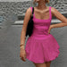 Women Clothing Summer Solid Color Stitching Vest Dress-Coral Red-Fancey Boutique