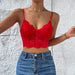 Color-Red-Sexy Street Simple Hollow Out Cutout Eyelashes Multi-Color Sexy Bra Vest-Fancey Boutique