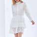 Color-White-Niche Tiered Dress Spring French Solid Color Embroidered Long Sleeve Dress for Women-Fancey Boutique