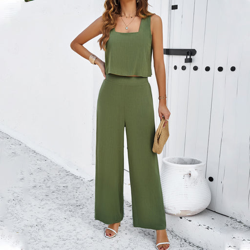 Color-Army Green-Women Clothing Spring Summer Casual Elegance Sleeveless Vest Suit-Fancey Boutique