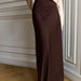 Fishtail Skirt Spring Satin Satin Long High Waist Hip Mop Fishtail Skirt-Brown-Fancey Boutique