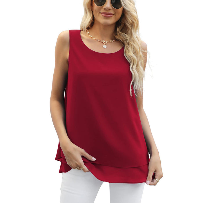 Summer Sleeveless Vest Women Clothing High Elastic Breathable Mesh Top-Tank Top-Burgundy-Fancey Boutique