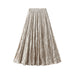 Color-Apricot-Pleated Velvet Skirt Women Autumn Winter High Waist A Line Skirt Mid Long Slim Pleated Skirt-Fancey Boutique