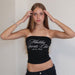 Spring Summer Women Sexy Letter Graphic Printed Ultra Short Tube Top Exposed Cropped Small Tank Top Top-Fancey Boutique