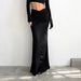 Autumn Mysterious Black Sexy Design Knitted Slim Fit High Waist Fishtail Skirt Women-Fancey Boutique