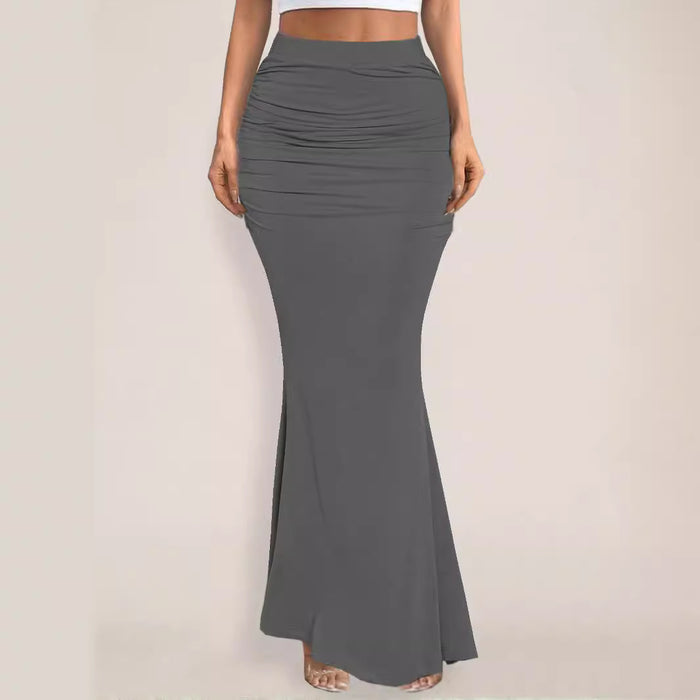 Summer Skirt Sexy Slim Hip Pleated Wide Hem Maxi-Fancey Boutique