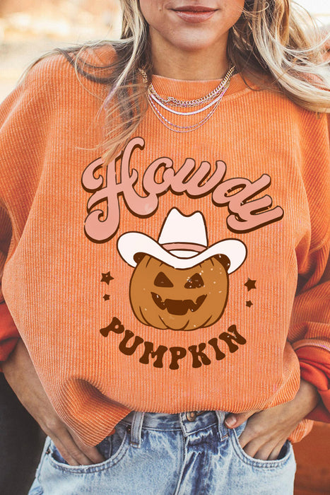 Color-Hat Pumpkin-Halloween Pumpkin Head Sweater Women Loose round Neck Pullover-Fancey Boutique