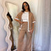 Spring Summer Comfortable Casual Single Breasted Lace Stitching Trousers Shacket-camel-Fancey Boutique