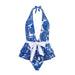 Sexy Swimsuit Women Vintage Ruffled Swimsuit Bikini Beach Skirt-Blue-Fancey Boutique