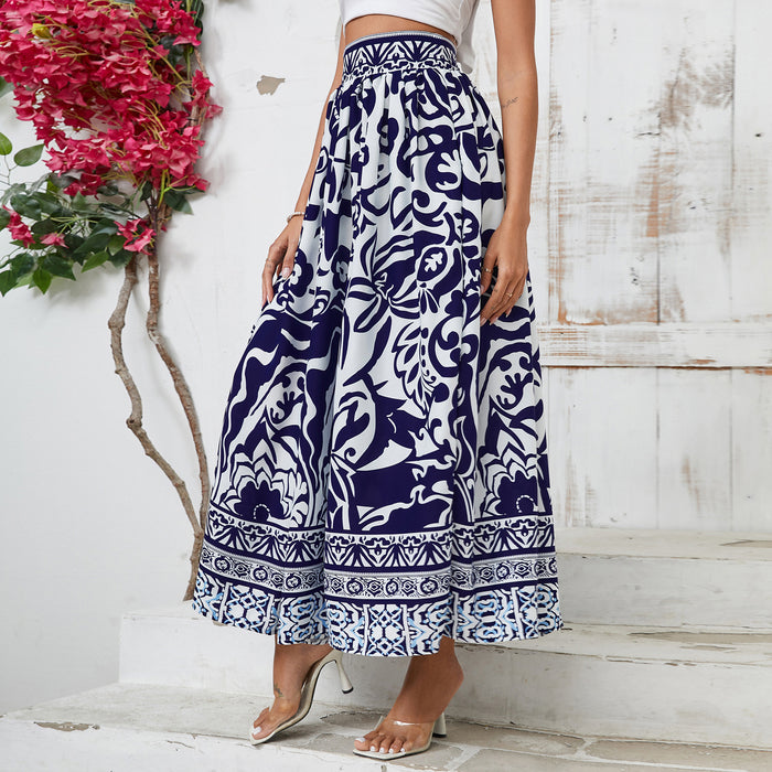 Casual Bohemian Vacation Positioning Floral High Waist Skirt-Fancey Boutique