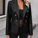 Color-Black-Women Clothing Double Breasted Blazer Tops Faux Leather Motorcycle Leather Coat for Women-Fancey Boutique
