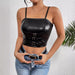Sexy Bra Top Wrapped Chest Faux Leather Texture Women Vest Camisole-Fancey Boutique