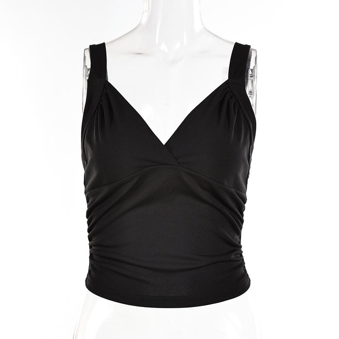 Sexy Women Sexy Crop Top Spaghetti Strap Flattering Tank Top Vest-Black-Fancey Boutique