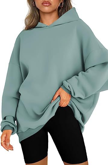 Color-Light Green-Women Clothing Hooded Pullover Oversized Loose Casual Brushed Hoody-Fancey Boutique