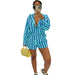 Women Clothing Nylon Spandex Vertical Stripes Two Sets-Skyblue-Fancey Boutique