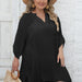 Color-Black-Plus Size Women Shirt Clothes Beach Beach Cover Up Seaside Holiday Deep V Plunge Sexy Dress-Fancey Boutique