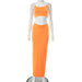 Color-Orange-Women Clothing Summer Sleeveless Vest Girls Skirt Set-Fancey Boutique
