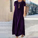 Color-Purple Short-Sleeved-Spring Gold Velvet Slimming Crew Neck Maxi Dress-Fancey Boutique