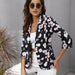 Color-Black and Floral-Fall Blazer Women Clothing Printing Collared 3/4 Sleeve Coat-Fancey Boutique