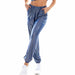 Color-Blue-Hip Hop Trousers Women Shiny Breathable Elastic Waist Casual Pants Women-Fancey Boutique