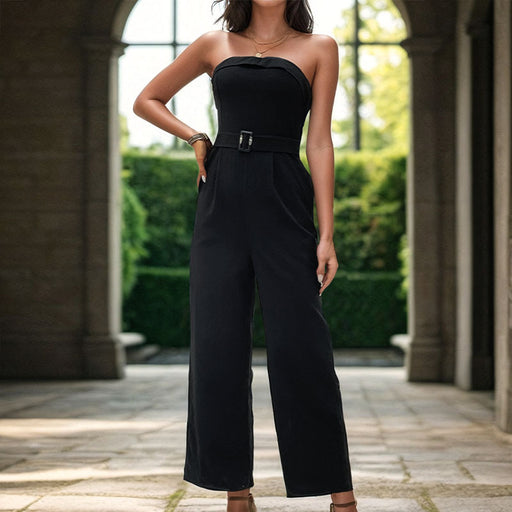 Tube Top Jumpsuit Summer Sleeveless Office One Piece Trousers Women-Fancey Boutique