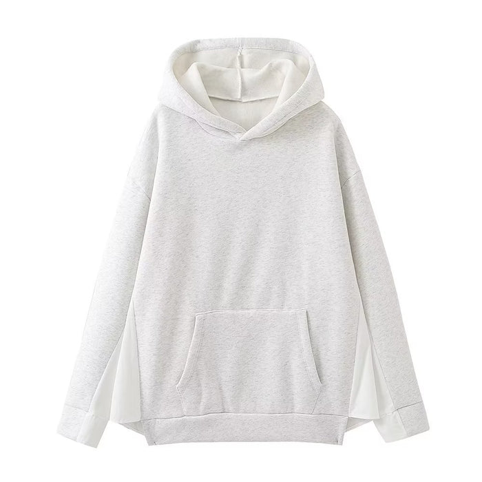 Color-White-Autumn Women Casual Solid Color Pocket Loose Hooded Mid Length Sweater-Fancey Boutique
