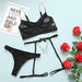 Color-Black-Sexy Sexy Suit Metal Chain Hollow Out Cutout Temptation Bow Underwear-Fancey Boutique