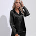 Color-Black-One Button Satin Shirt Women Shirt Long Sleeve Shirt Spring Summer Women Clothing-Fancey Boutique