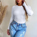 Color-White-Autumn Winter Long Sleeved Top round Neck Stretch Bottoming Shirt T shirt Top for Girls-Fancey Boutique