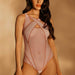 Color-Pink-Women Clothing Summer Sexy Mesh See Through Hollow Out Cutout Tight Bodysuit-Fancey Boutique