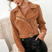 Color-Khaki-Women Clothing Autumn Winter Casual Short Shipment Zipper Jacket Coat for Women-Fancey Boutique