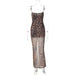 Leopard Print Patchwork Tulle Side Sexy Sling Double Layer Dress-Leopard-Fancey Boutique