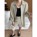 Color-Khaki-Morandi French Striped Sun Protection Shirt Shorts Two Piece Suit Early Spring-Fancey Boutique