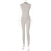 Color-Light Gray-Women Clothing Summer Sexy Chest Zipper Tight Fitting Solid Color Jumpsuit Women-Fancey Boutique