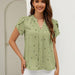 Color-Matcha Green-Chic Women Clothing Summer V neck Love Petal Sleeve Shirt Blouse-Fancey Boutique