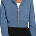 Color-Sea Blue-Women Clothing Hooded Zipper Short Casual Velvet Long Sleeve Sweatshirt-Fancey Boutique