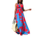 Color-Red Plus Blue-Summer Dress Bohemian Printed V-neck Spaghetti Straps Sleeveless Dress for Women-Fancey Boutique